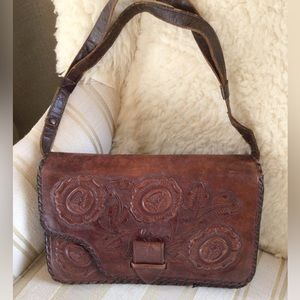 Western hand tooled vintage handbag